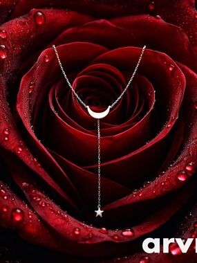 Delicate Silver Crescent Lariat Necklace with Star Drop